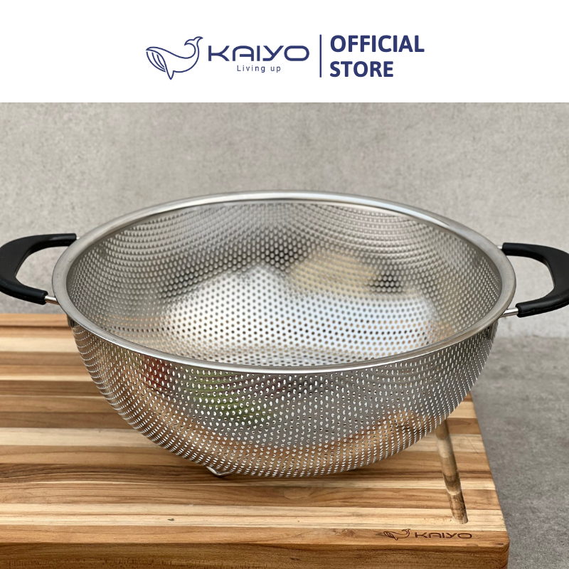 Rổ inox 2 tay cầm có chân Kaiyo 25,5cm