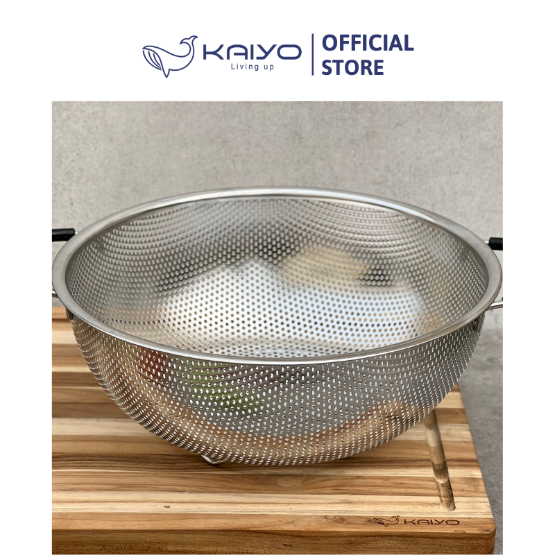 Rổ inox 2 tay cầm có chân Kaiyo 28,5cm