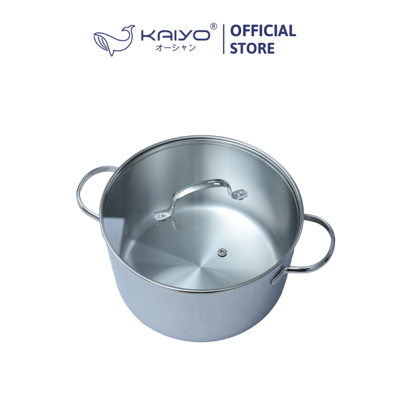 Nồi inox thân đáy liền Try-Ply Kaiyo, vung kính, size 24cm (Classic Pro) [KIC-6858]