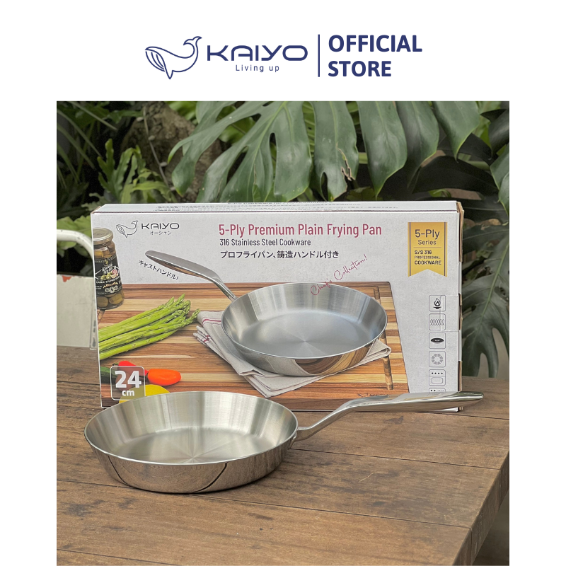 Chảo inox 316 liền khối 5-ply Premium Kaiyo 24cm