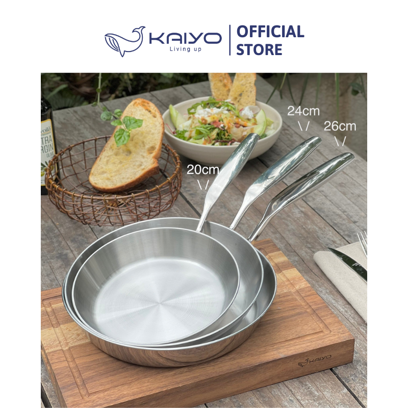 Chảo inox 316 liền khối 5-ply Premium Kaiyo 24cm