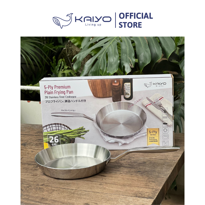 Chảo inox 316 liền khối 5-ply Premium Kaiyo 26cm