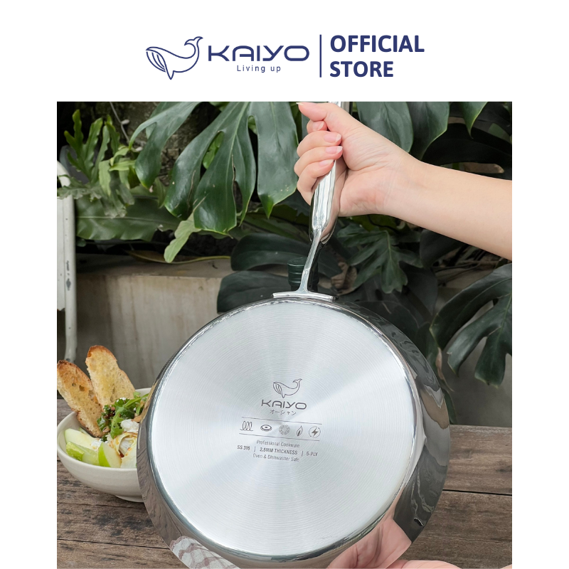 Chảo inox 316 liền khối 5-ply Premium Kaiyo 26cm