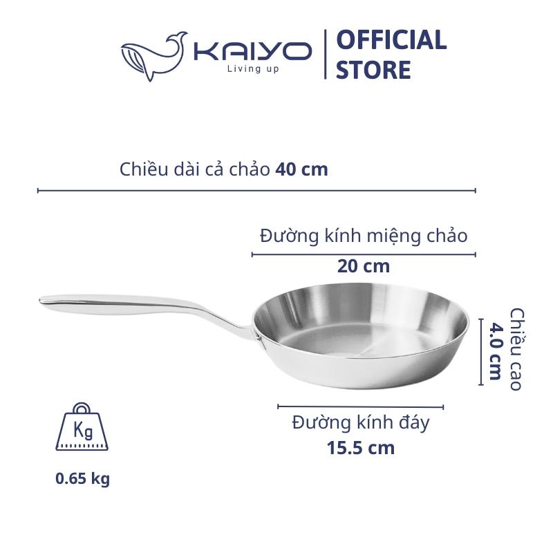 Chảo đúc inox 3 lớp đáy liền Tri-Ply Kaiyo size 20cm