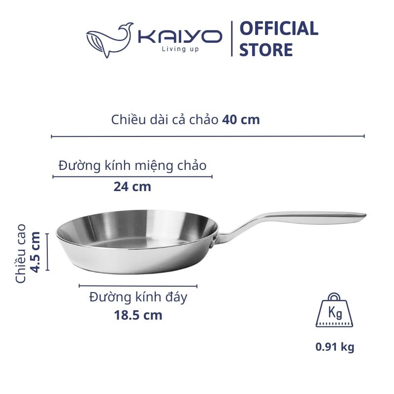 Chảo đúc inox 3 lớp đáy liền Tri-Ply Kaiyo size 24cm