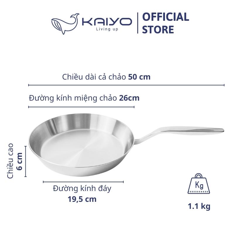 Chảo đúc inox 3 lớp đáy liền Tri-Ply Kaiyo size 26cm