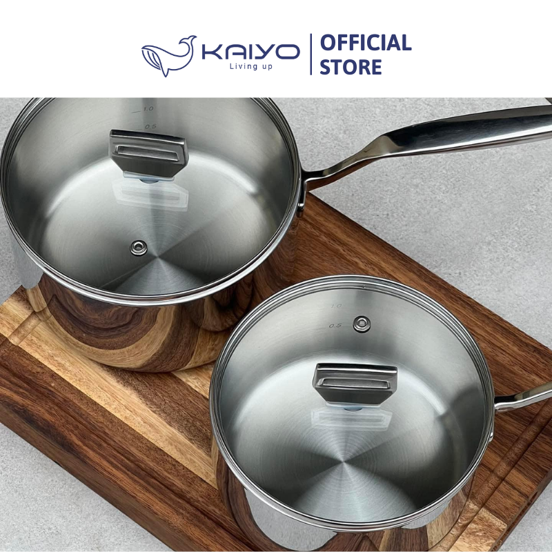 Quánh đúc Inox 3 lớp đáy liền Tri-Ply Kaiyo size 16cm