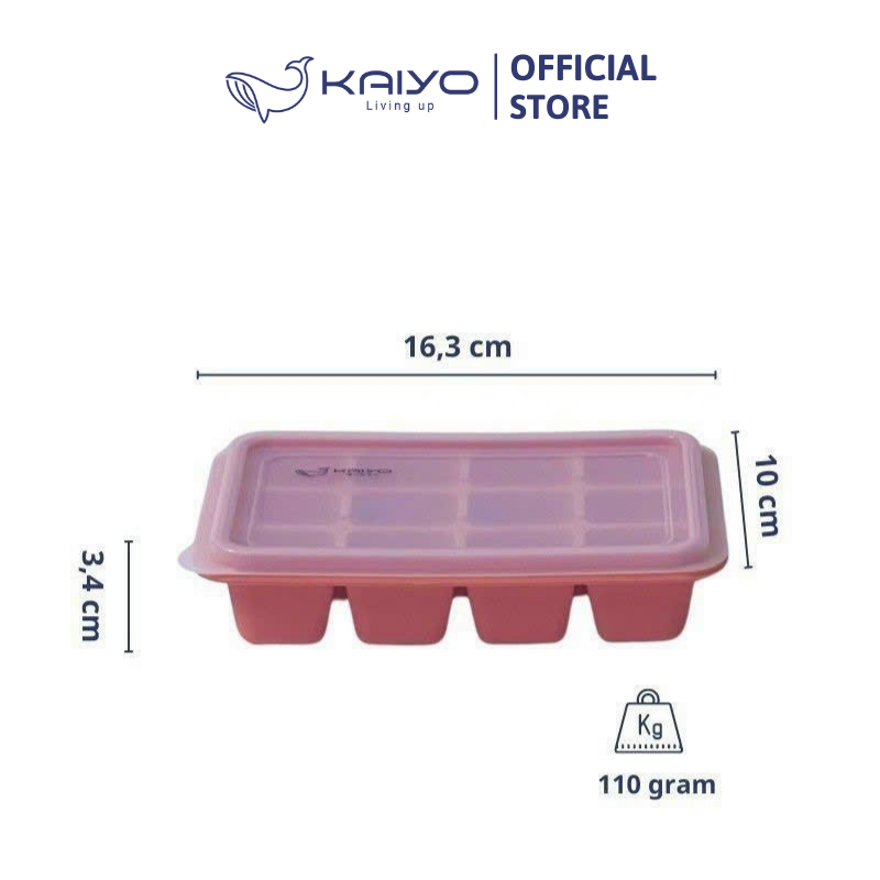 Set 3 khay làm đá bằng silicon Kaiyo, size 12 viên