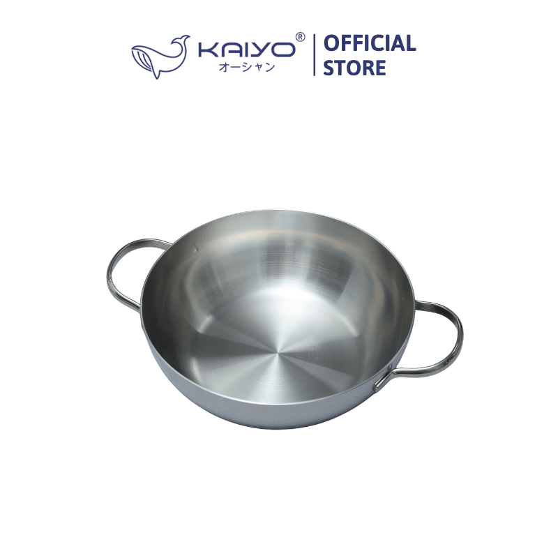 Chảo đúc inox 3 lớp thân đáy liền Kaiyo, sâu lòng, 2 tay cầm, size 24cm (Classic Pro) [KIW-6889]