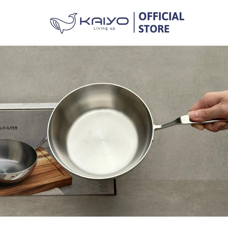 Chảo đúc inox sâu lòng 3 lớp đáy liền Tri-Ply Kaiyo size 20cm