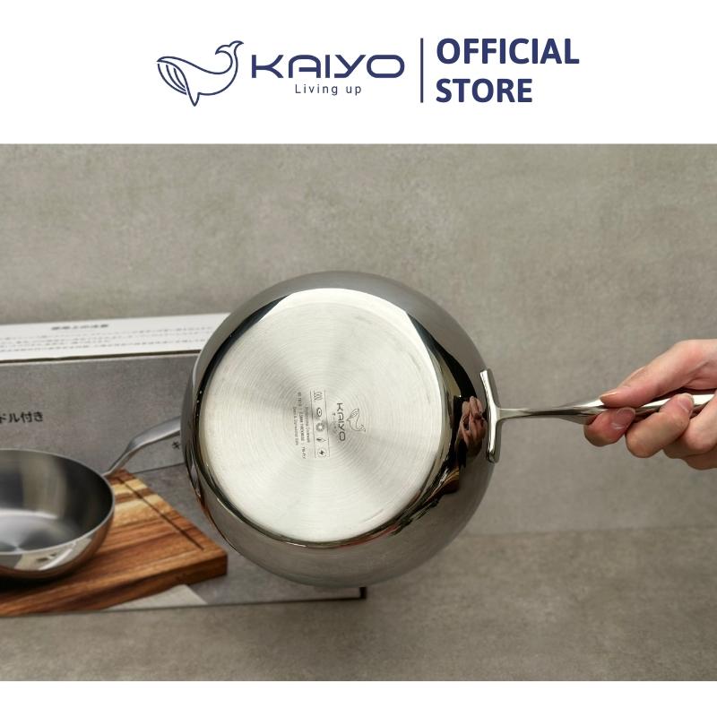 Chảo đúc inox sâu lòng 3 lớp đáy liền Tri-Ply Kaiyo size 20cm