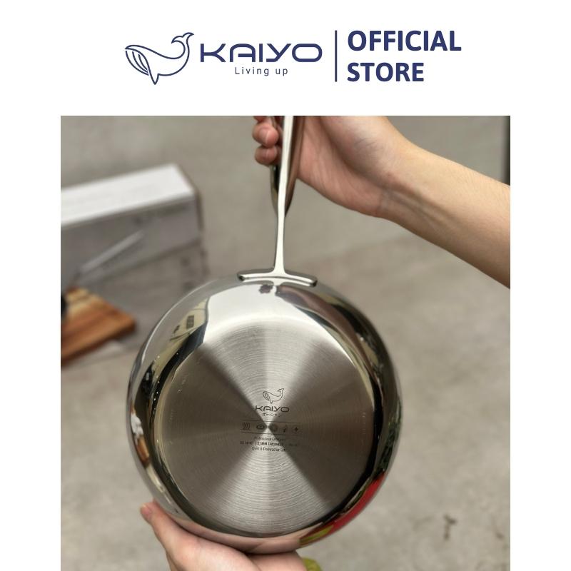 Chảo đúc inox sâu lòng 3 lớp đáy liền Tri-Ply Kaiyo size 20cm