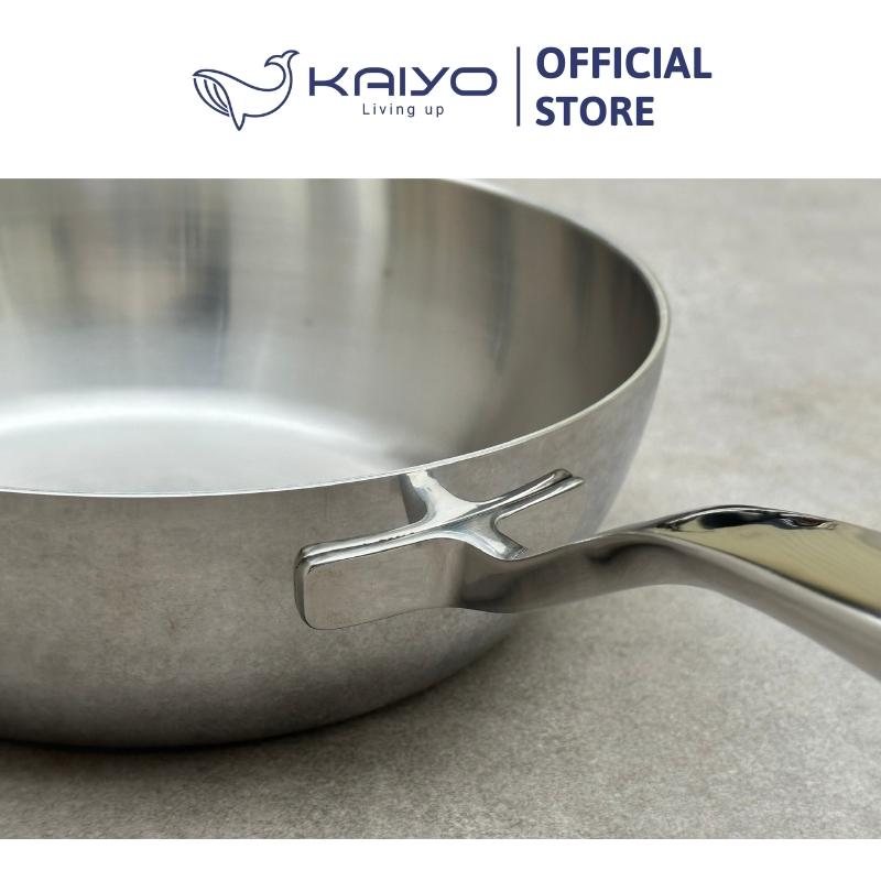 Chảo đúc inox sâu lòng 3 lớp đáy liền Tri-Ply Kaiyo size 20cm