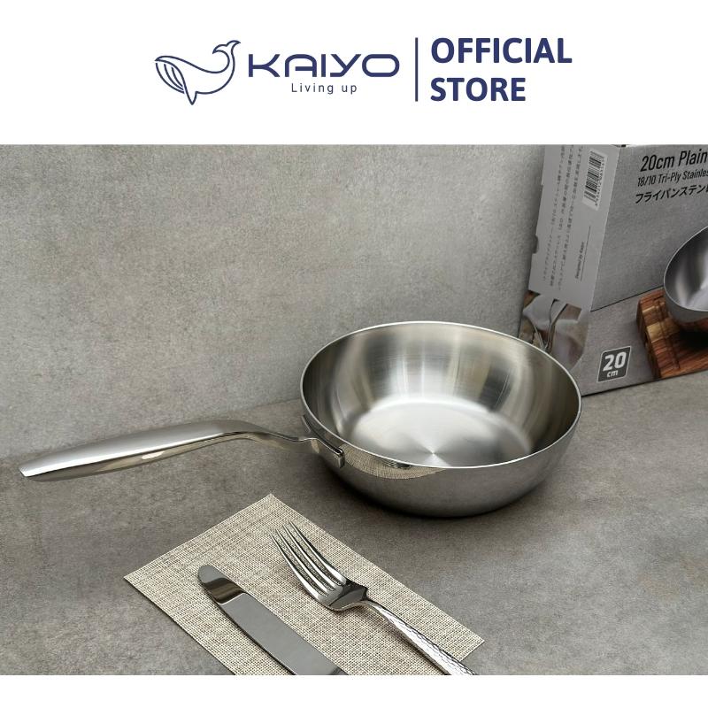 Chảo đúc inox sâu lòng 3 lớp đáy liền Tri-Ply Kaiyo size 20cm