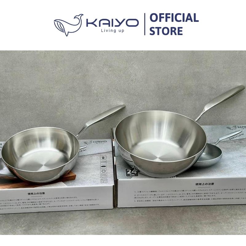 Chảo đúc inox sâu lòng 3 lớp đáy liền Tri-Ply Kaiyo size 20cm