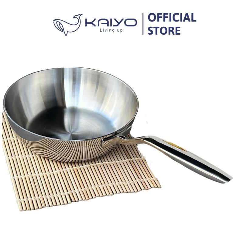 Chảo đúc inox sâu lòng 3 lớp đáy liền Tri-Ply Kaiyo size 24cm