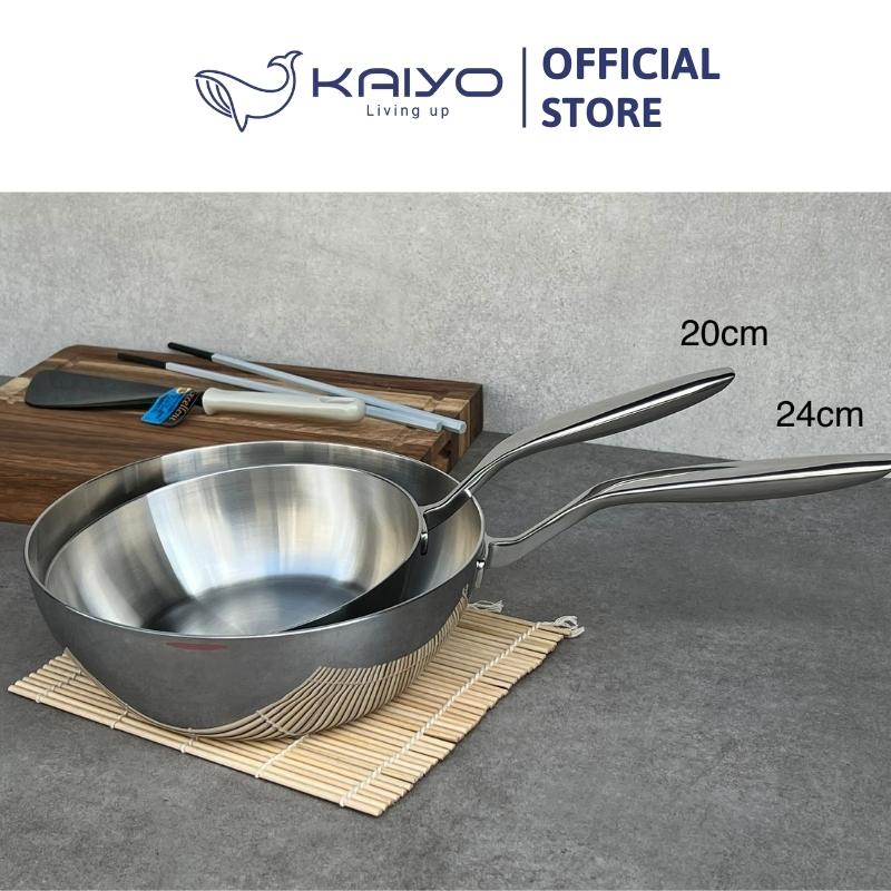 Chảo đúc inox sâu lòng 3 lớp đáy liền Tri-Ply Kaiyo size 24cm