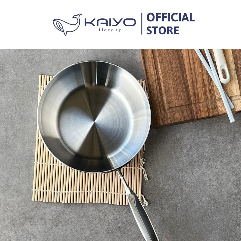 Chảo đúc inox sâu lòng 3 lớp đáy liền Tri-Ply Kaiyo size 24cm