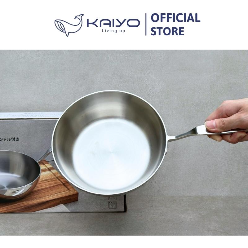 Chảo đúc inox sâu lòng 3 lớp đáy liền Tri-Ply Kaiyo size 24cm