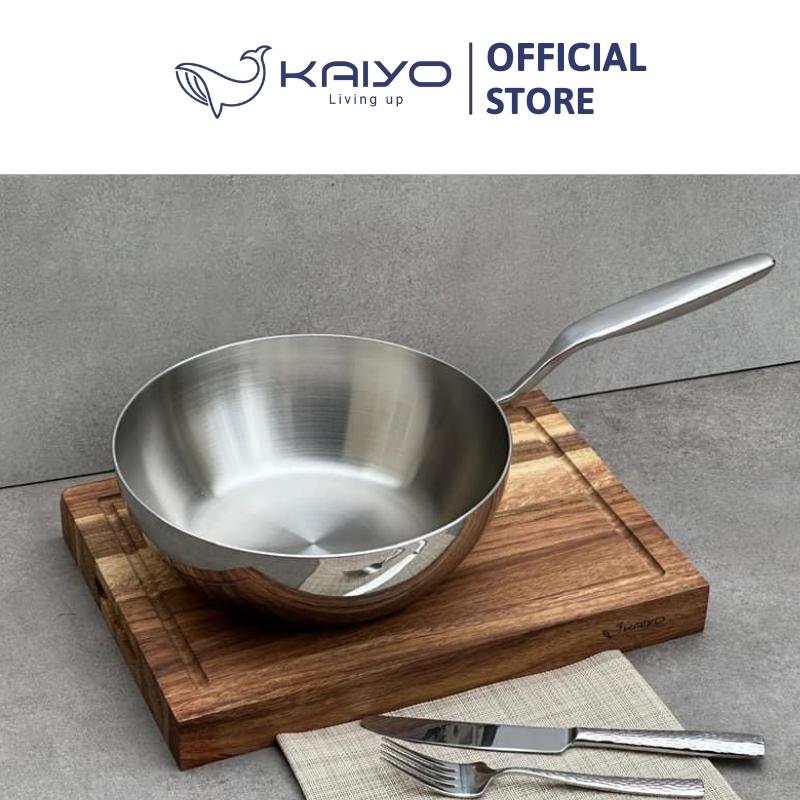 Chảo đúc inox sâu lòng 3 lớp đáy liền Tri-Ply Kaiyo size 24cm