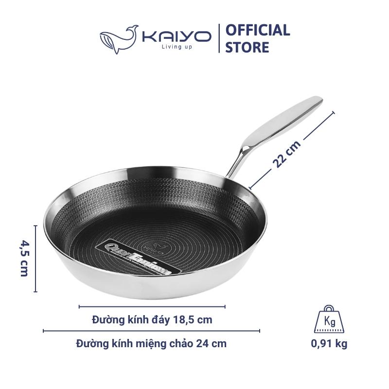 Chảo inox chống dính hoa văn nổi Tri-Ply Kaiyo, size 24cm