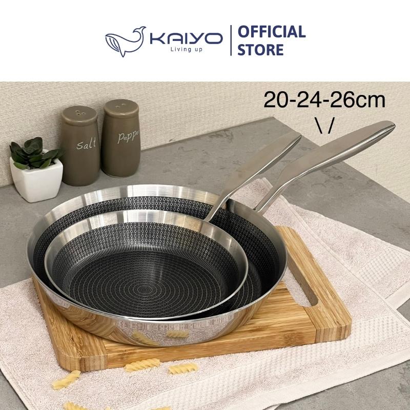 Chảo inox chống dính hoa văn nổi Tri-Ply Kaiyo, size 24cm