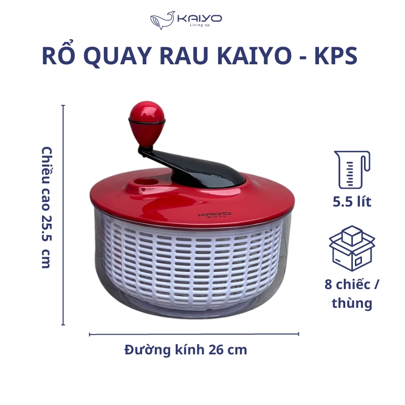 Rổ quay rau li tâm Kaiyo 5.5L màu đỏ