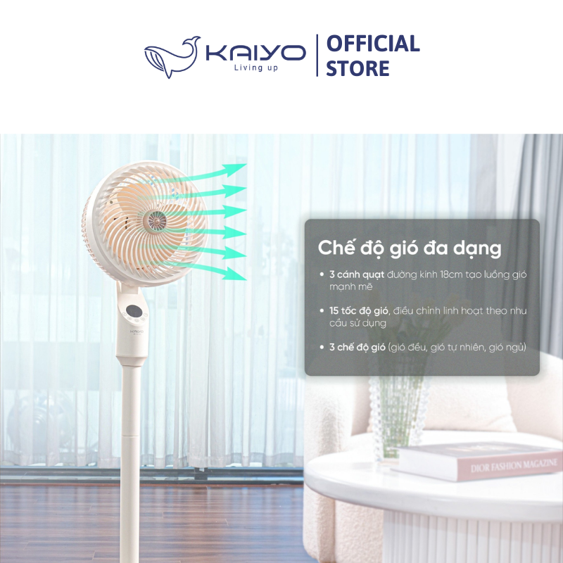 Quạt tuần hoàn không khí 15 tốc độ Kaiyo