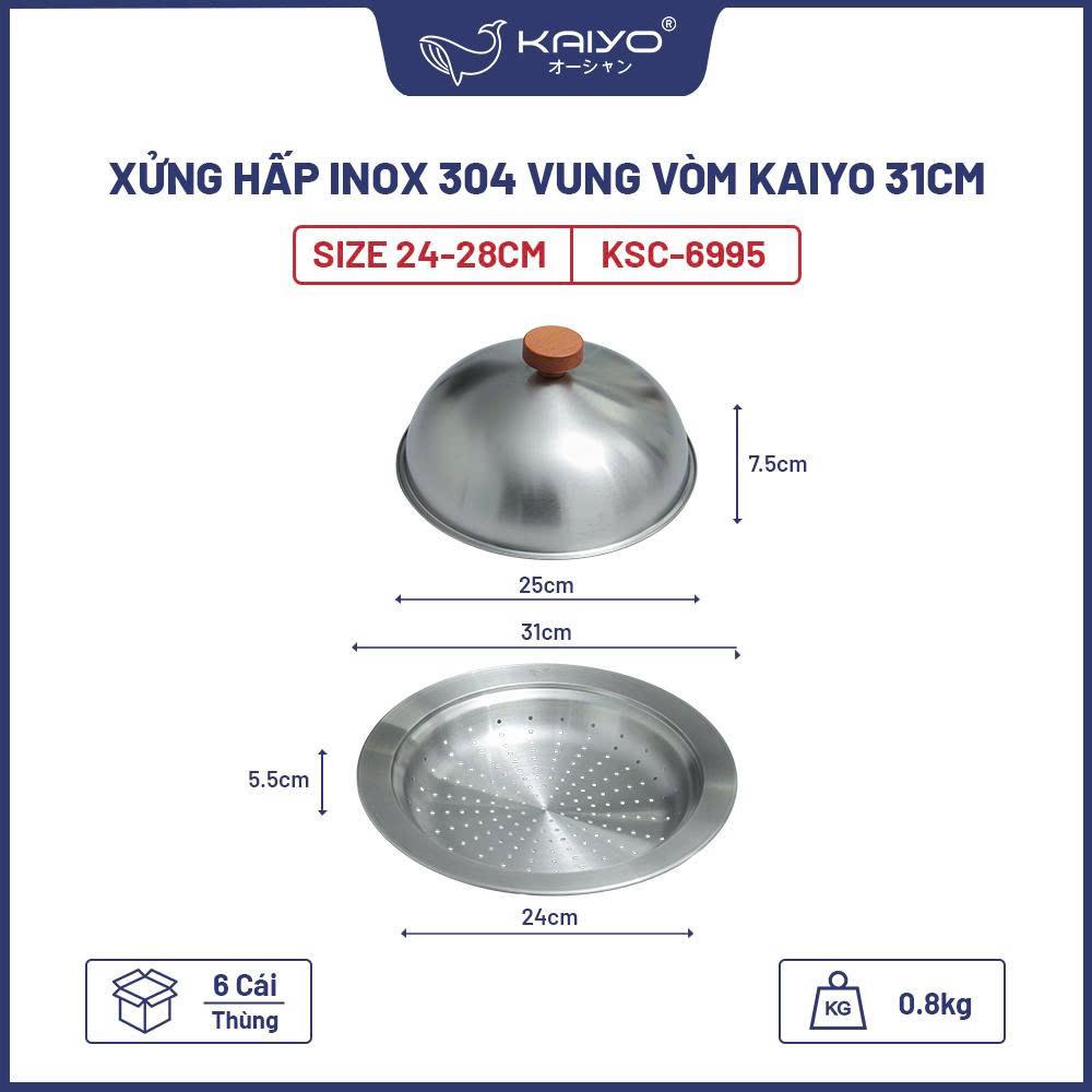 Xửng hấp inox 304 vung vòm Kaiyo 31cm [mã KSC-6995]