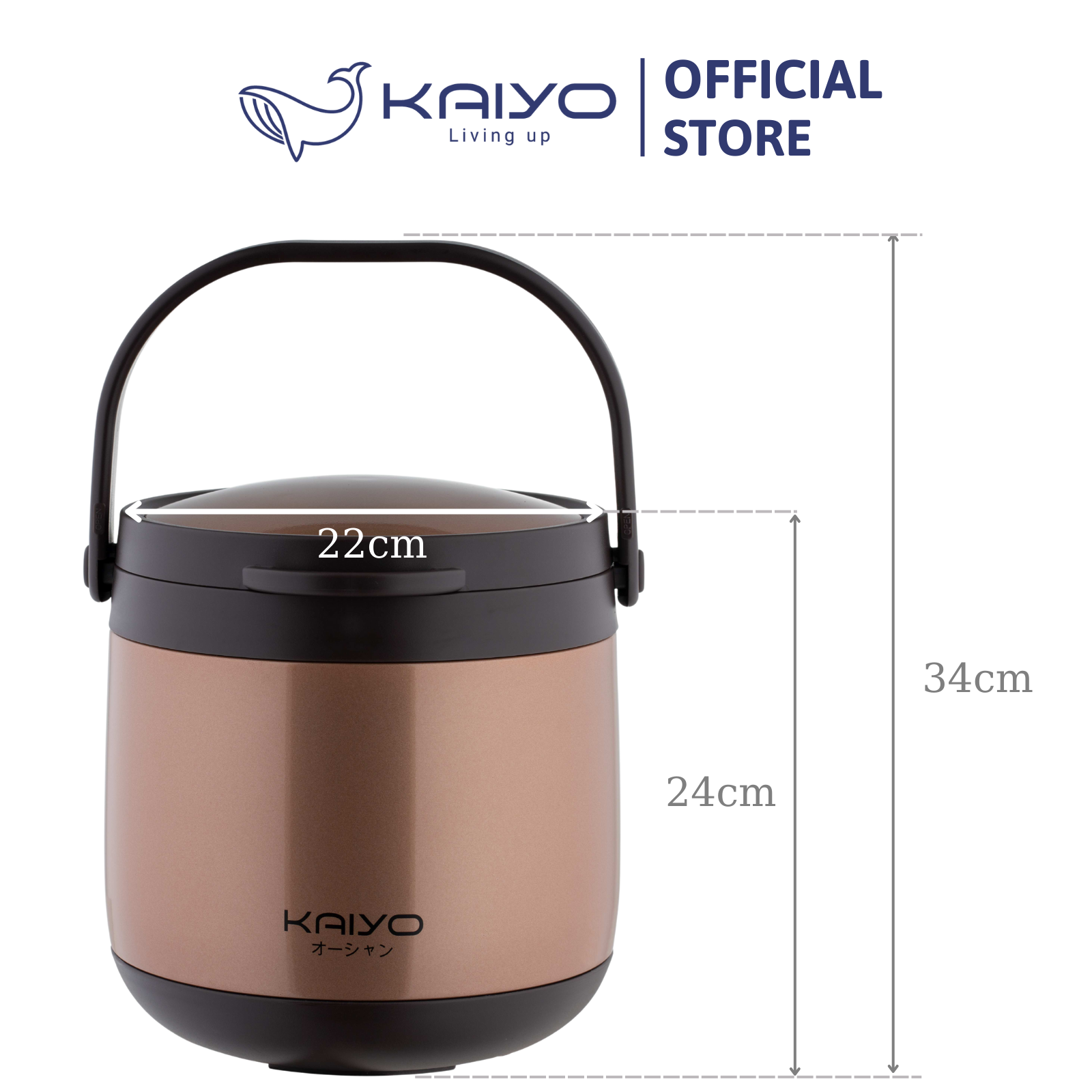 Nồi ủ Kaiyo màu vàng đồng 4,5L