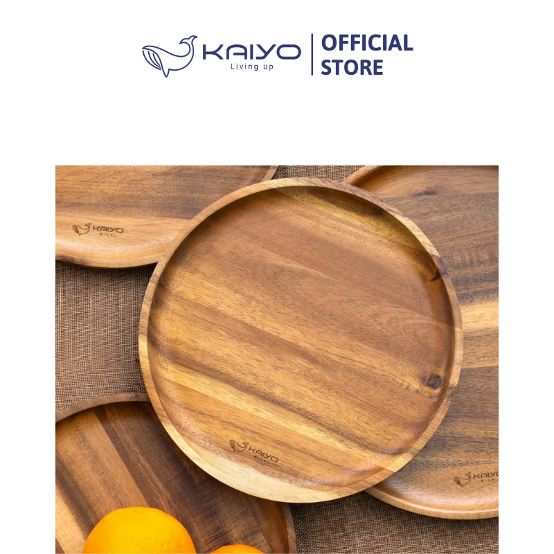 Khay gỗ Kaiyo hình tròn, đường kính 25cm