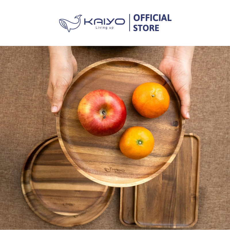 Khay gỗ Kaiyo hình tròn, đường kính 30cm