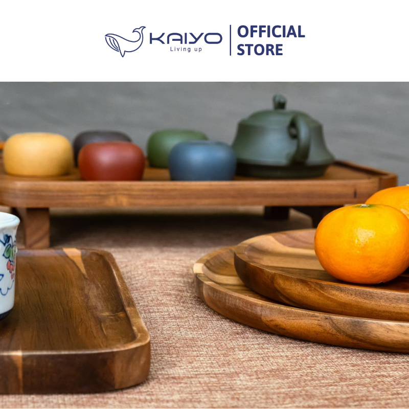 Khay gỗ Kaiyo hình chữ nhật, kích thước 30x20x2cm
