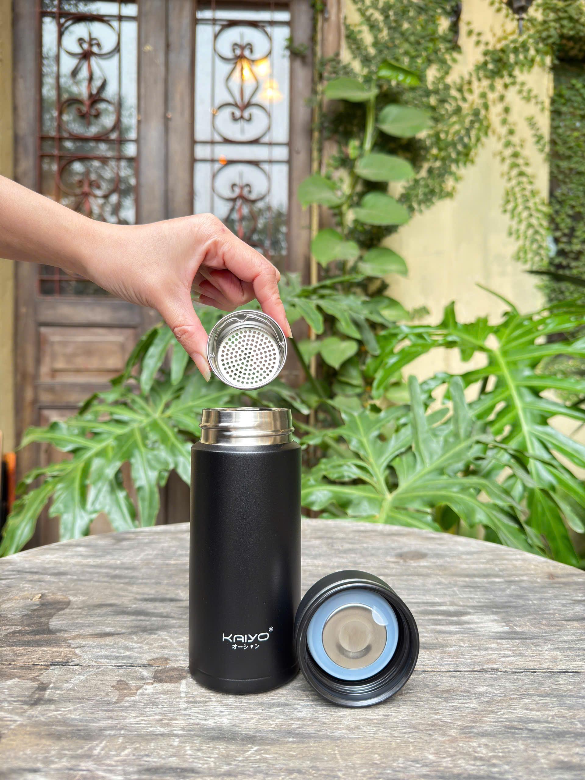 Bình giữ nhiệt hai lớp inox 304 Kaiyo, 360ml, màu đen nhám [KVF-6964]