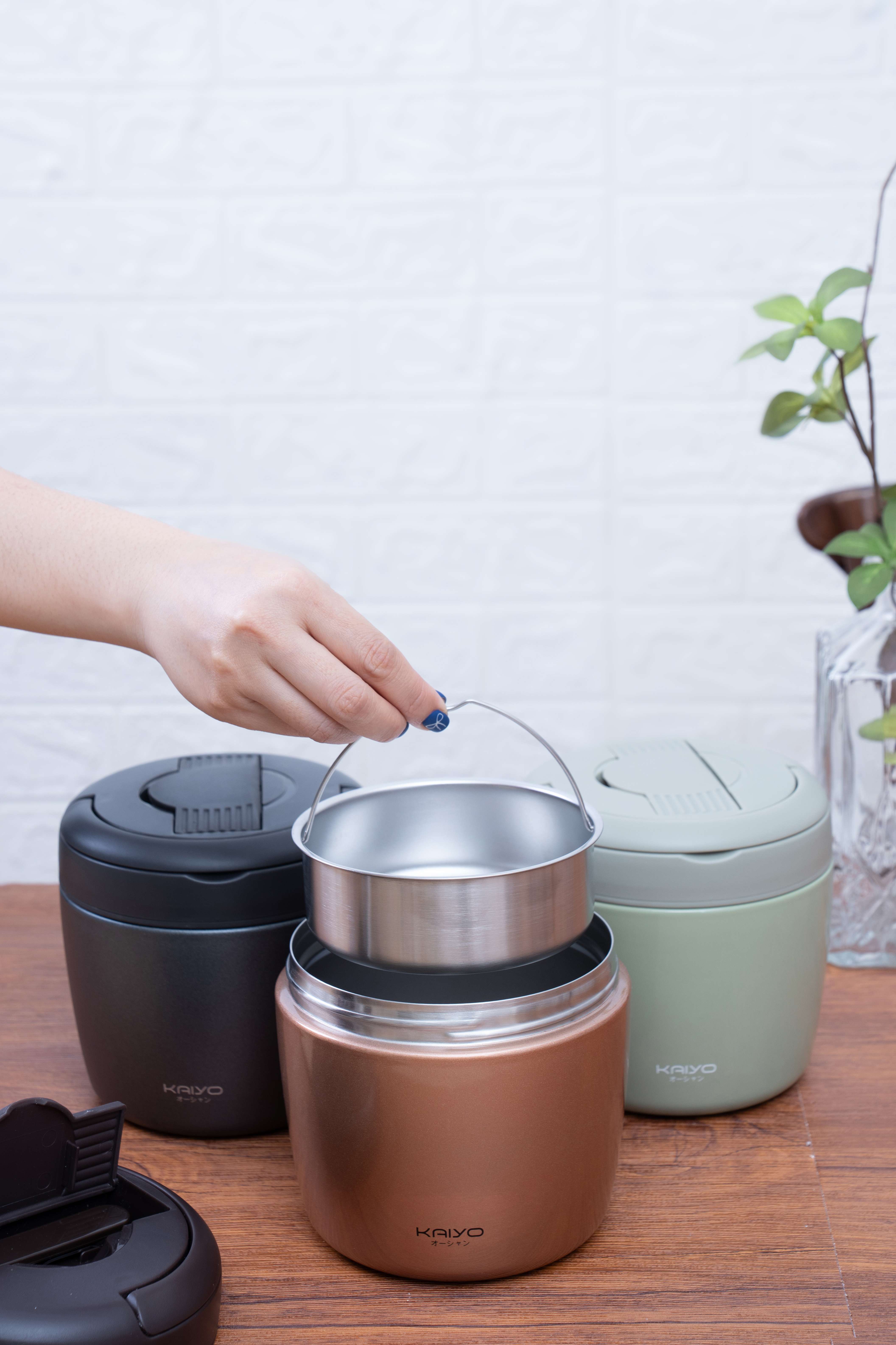 Cặp lồng giữ nhiệt Kaiyo 1000ml, màu ghi