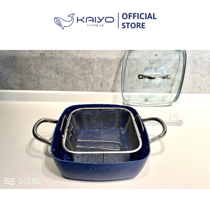 Nồi chảo vuông đa năng Oceno màu xanh blue 24cm