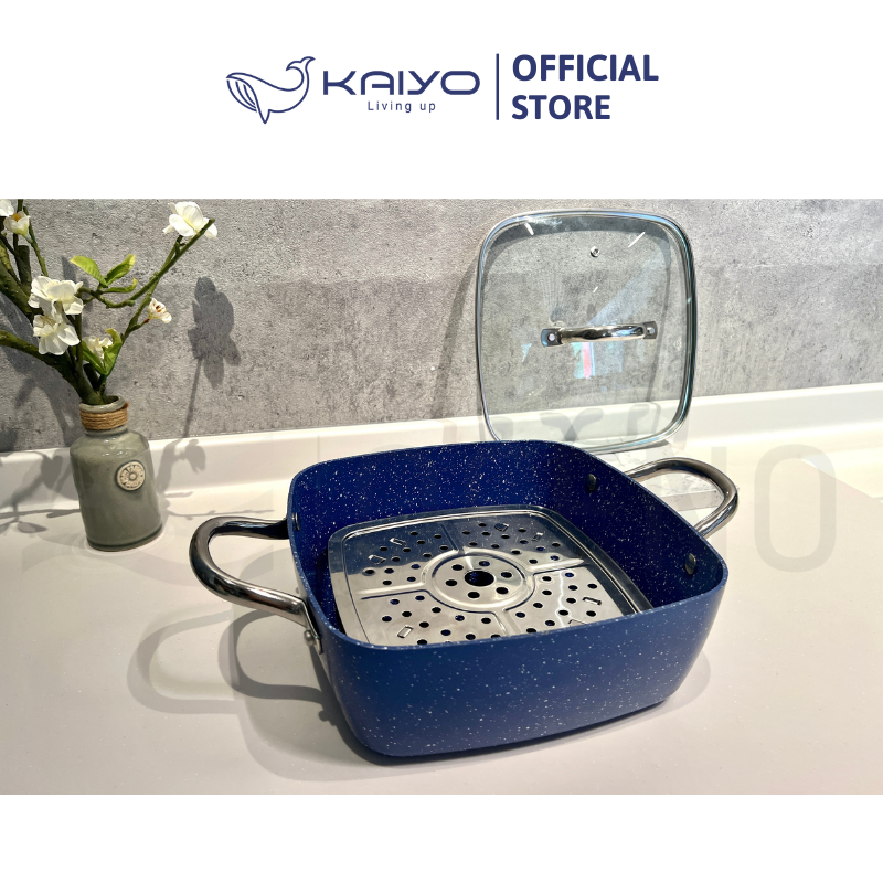 Nồi chảo vuông đa năng Oceno màu xanh blue 24cm