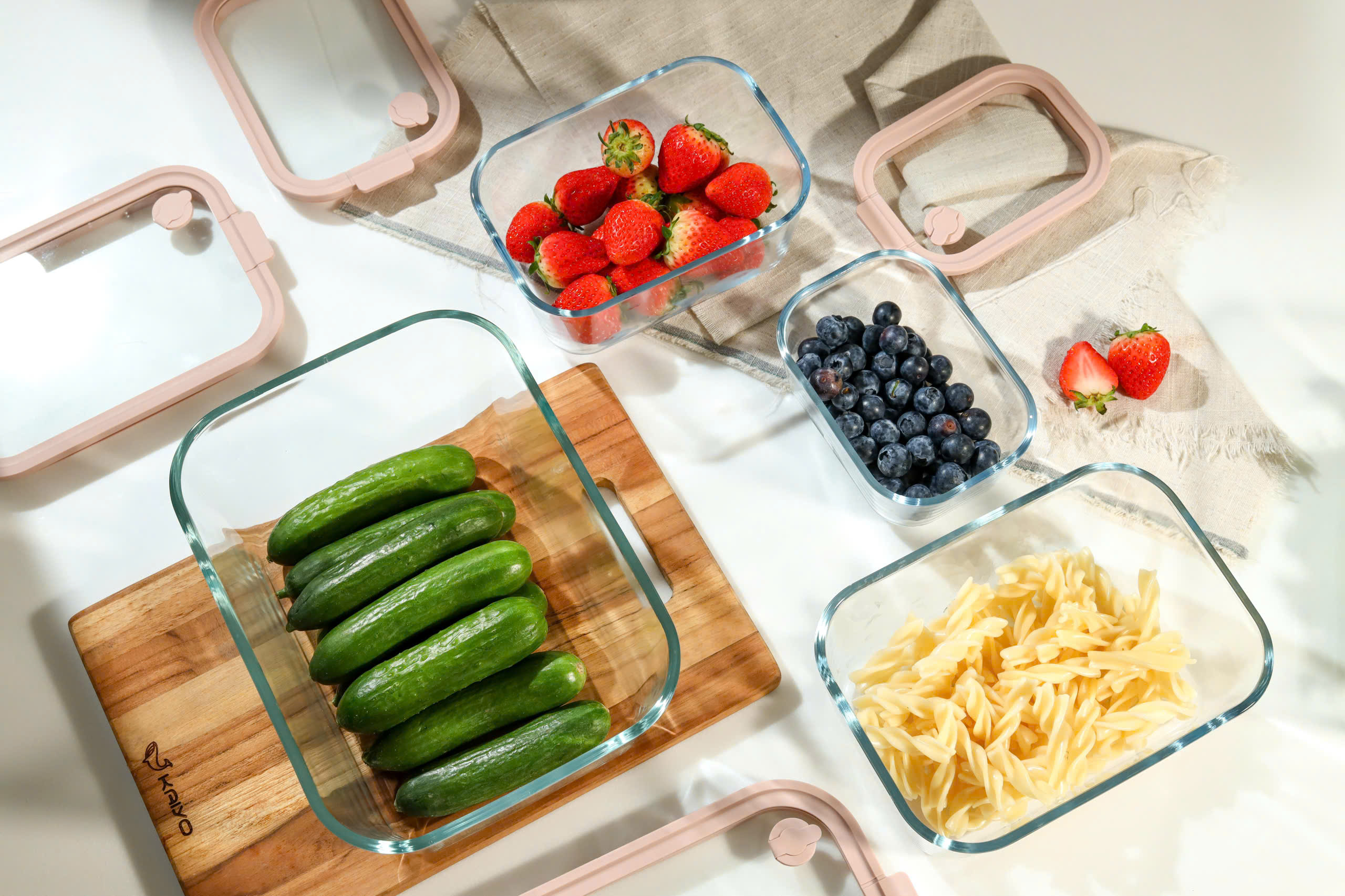 Hộp đựng thực phẩm thuỷ tinh chịu nhiệt borosilicate hình chữ nhật dáng sâu Kaiyo 470ml [mã KFC-5295]