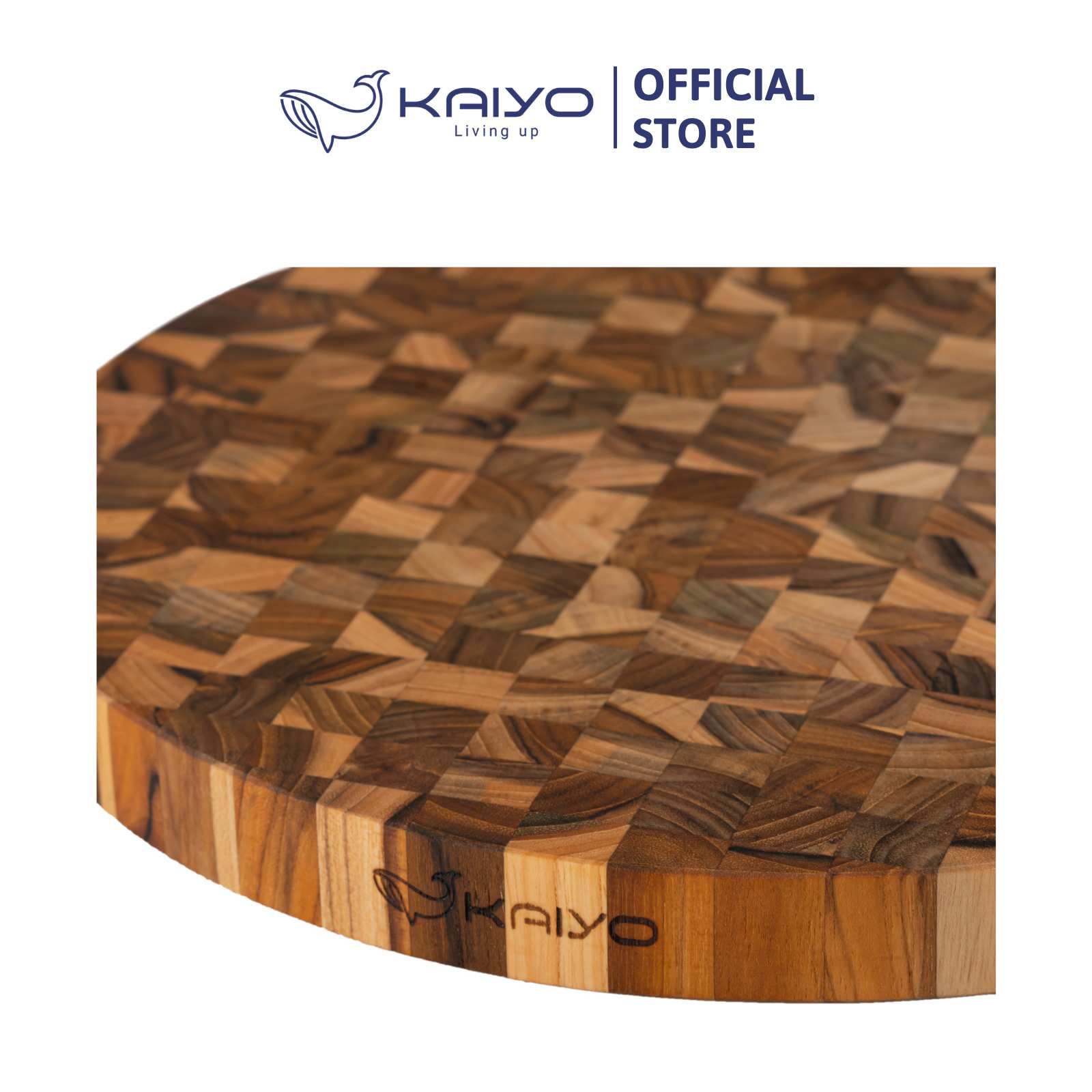 Thớt thái gỗ Teak đầu cây Kaiyo hình tròn 30 x 2,5cm