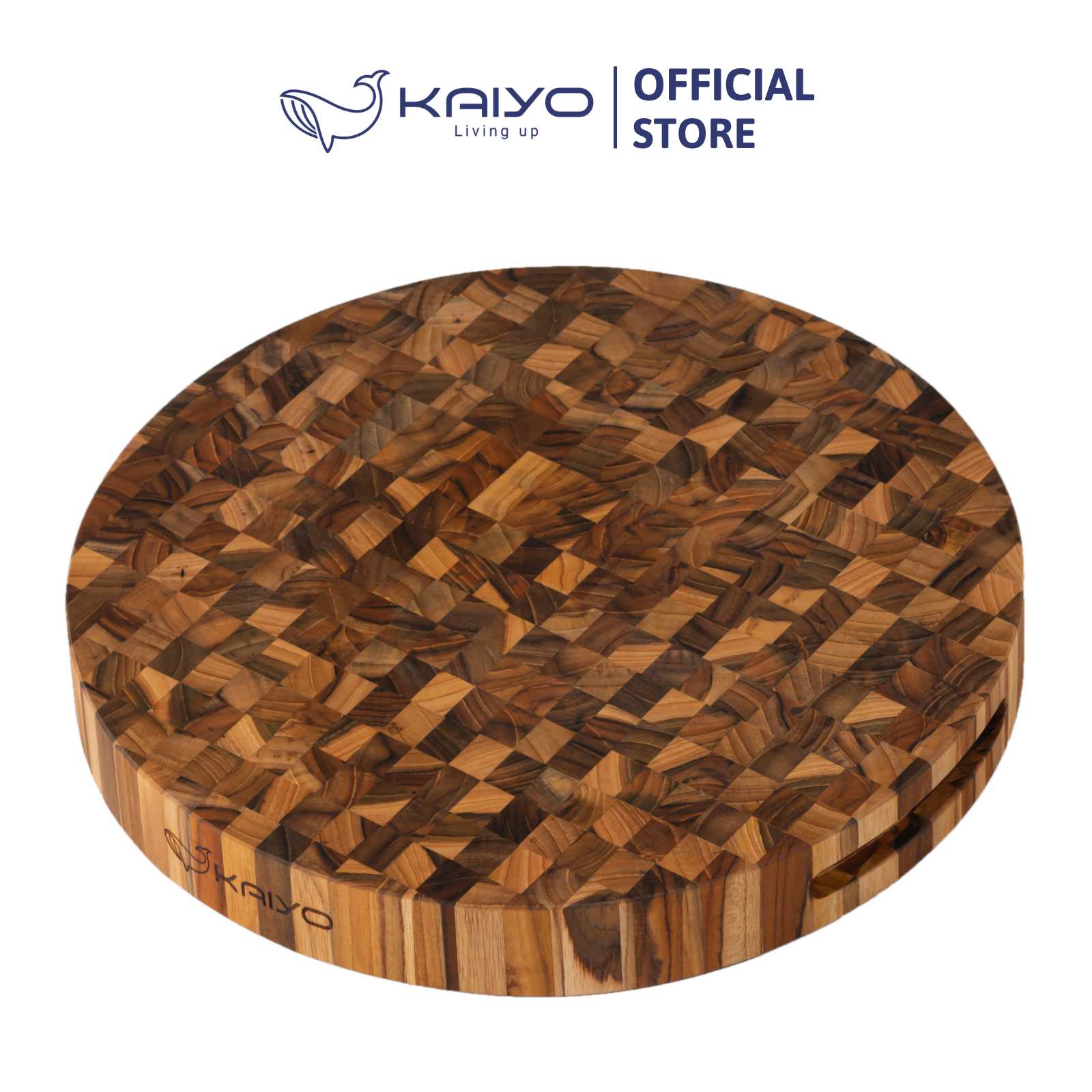 Thớt chặt gỗ Teak đầu cây Kaiyo hình tròn 30 x 3,8cm