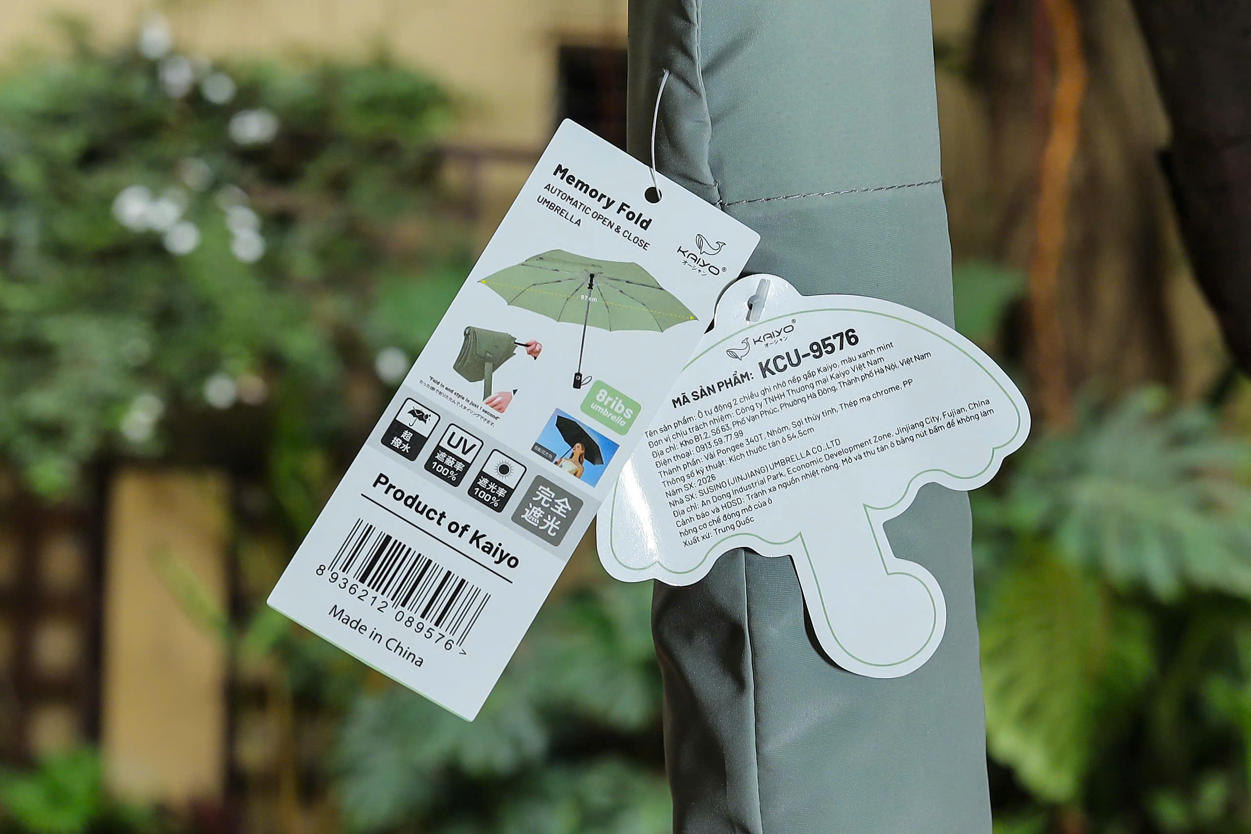 Ô tự động 2 chiều ghi nhớ nếp gấp Kaiyo, màu xanh mint [mã KCU-9576]