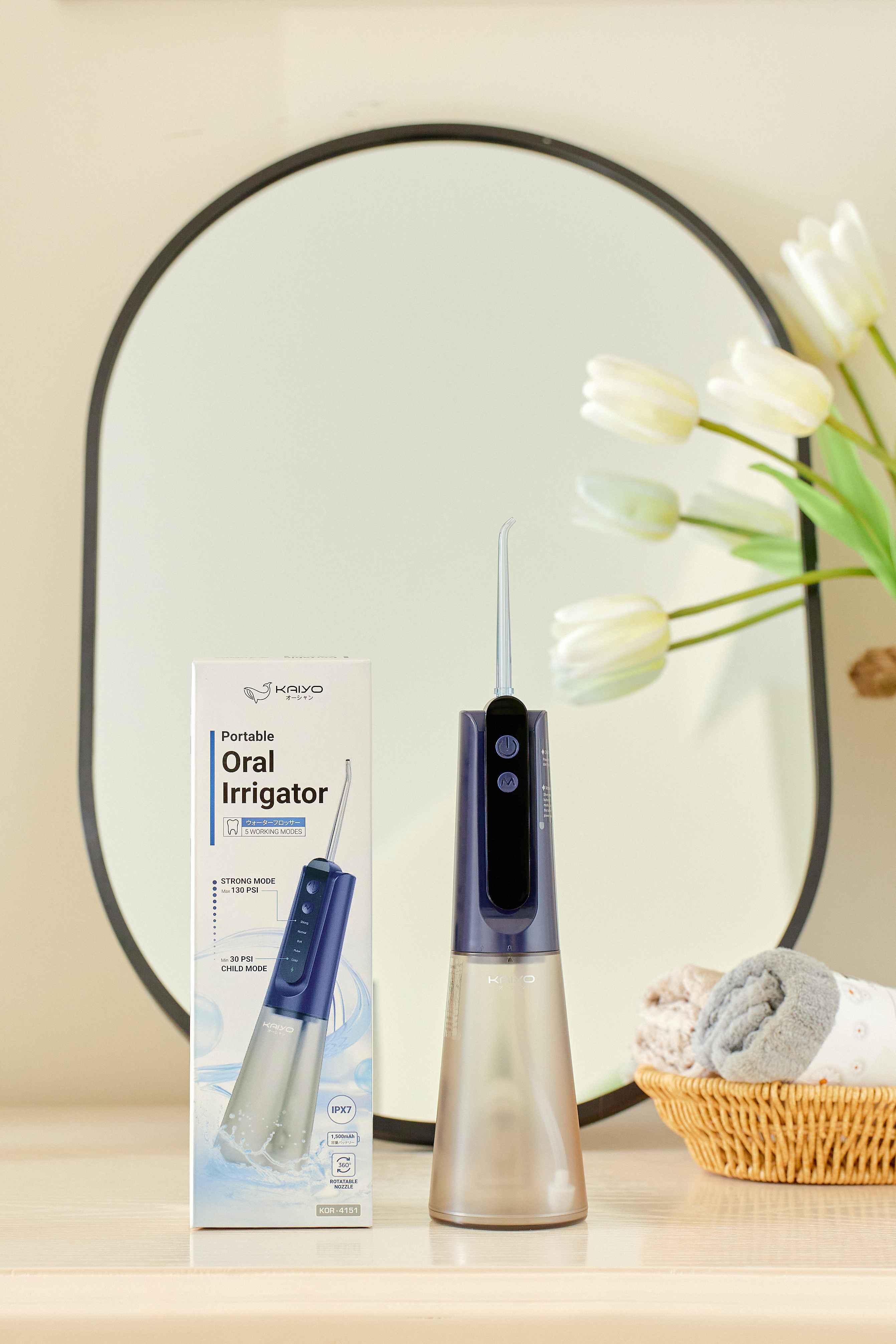 Máy tăm nước 5 chế độ thông minh Kaiyo, màu xanh nay [mã KOR-4151]