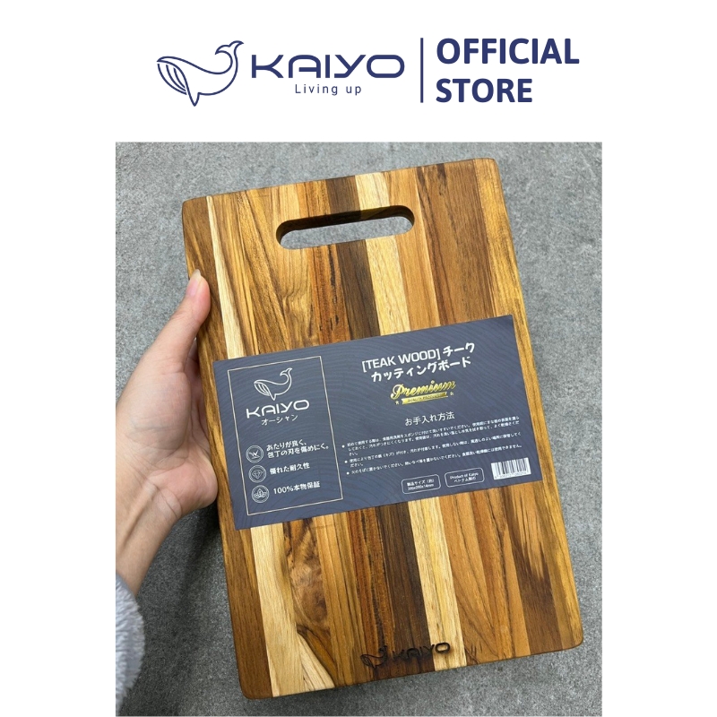 Thớt gỗ teak vân ngang Kaiyo hình chữ nhật 30 x 20 x 1,4cm