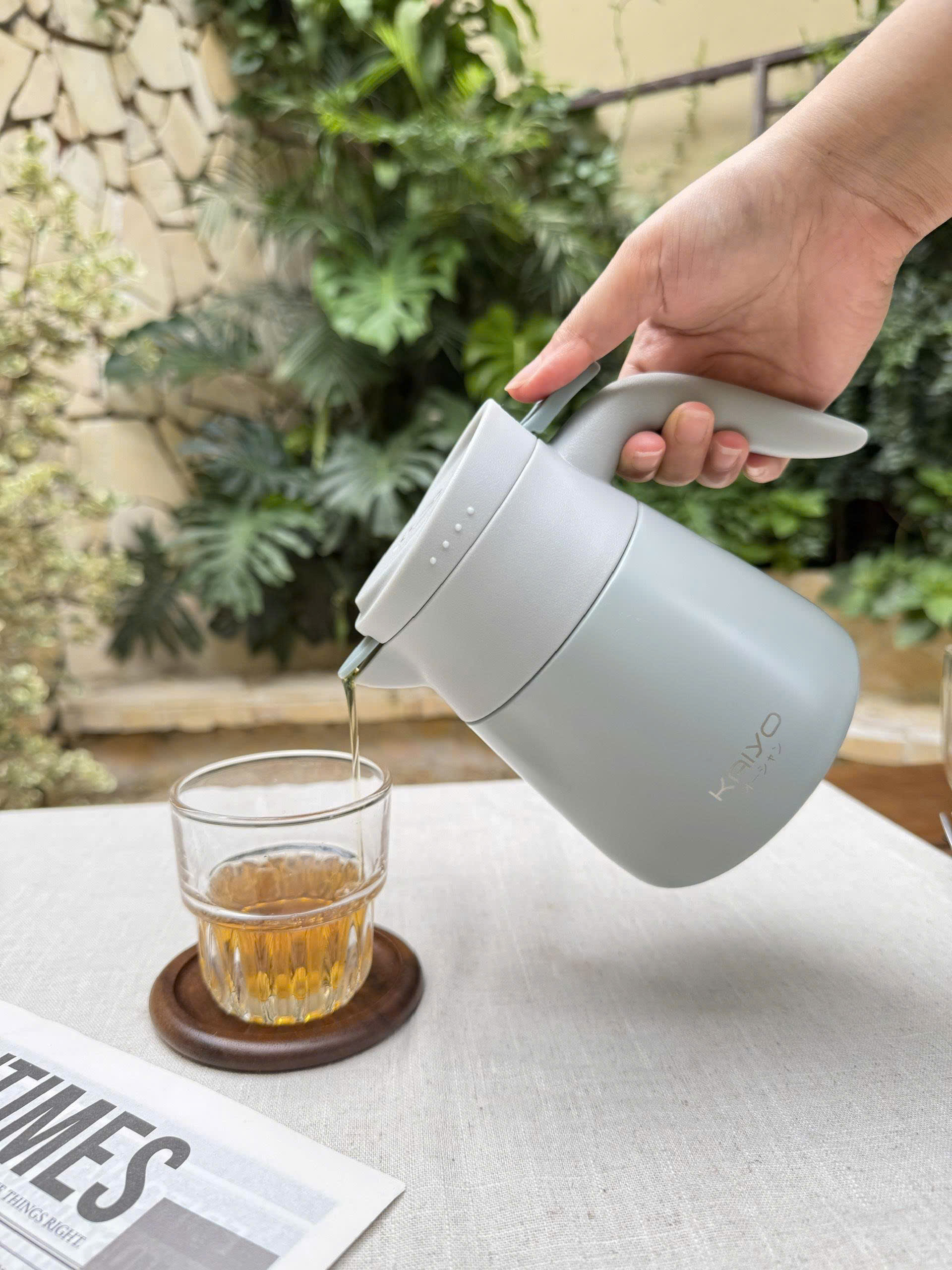 Bình giữ nhiệt 2 lớp có lõi lọc trà inox Kaiyo màu xanh, dung tích 500ml [mã KSV-6636]