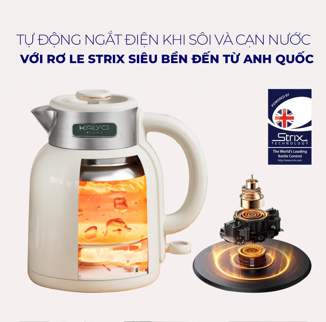 Ấm siêu tốc 2 lớp Cool touch Kaiyo 1.5L (Xanh Mint)