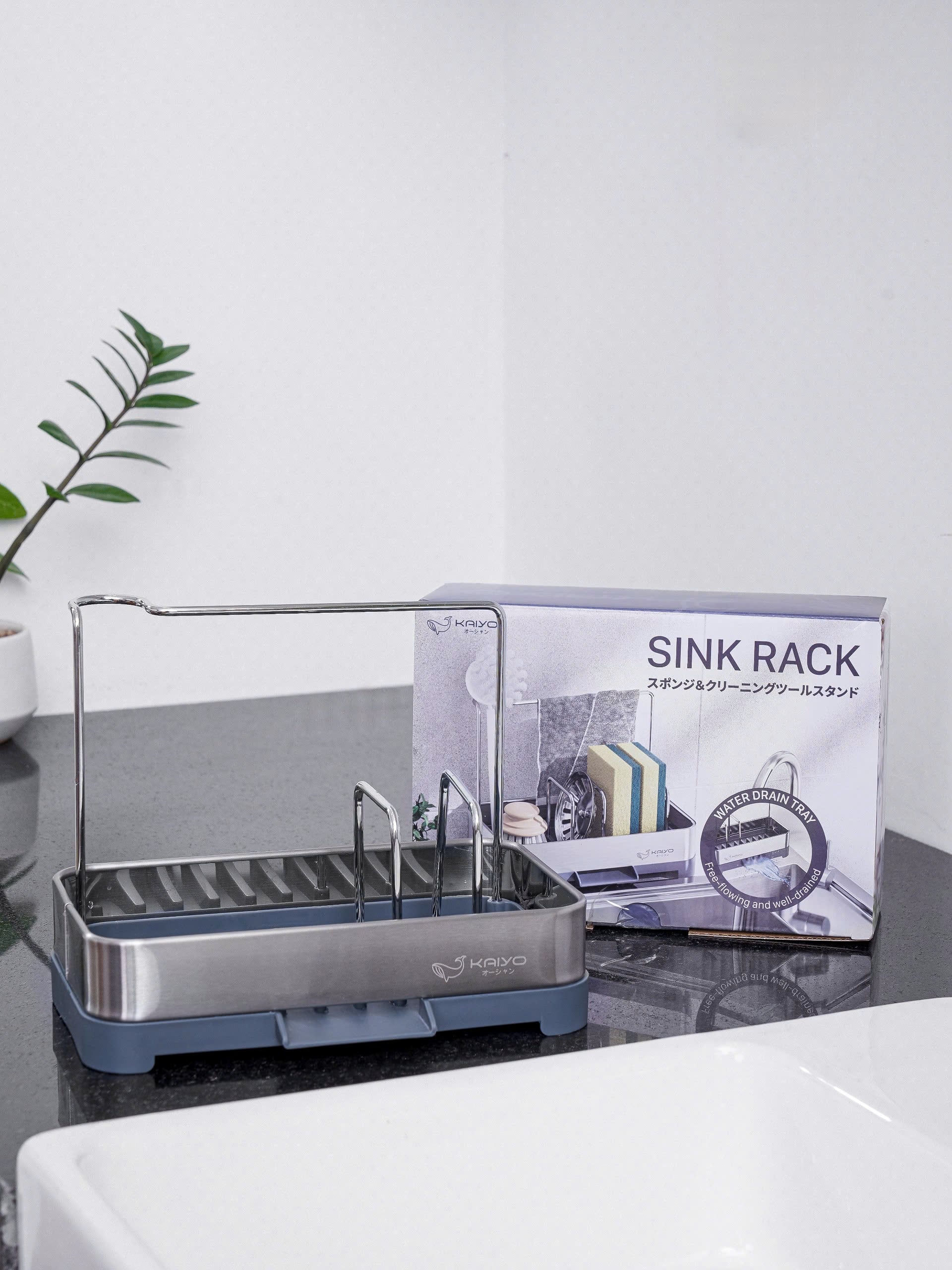 Giá đựng đồ rửa chén bằng inox có khay hứng, thoát nước Kaiyo