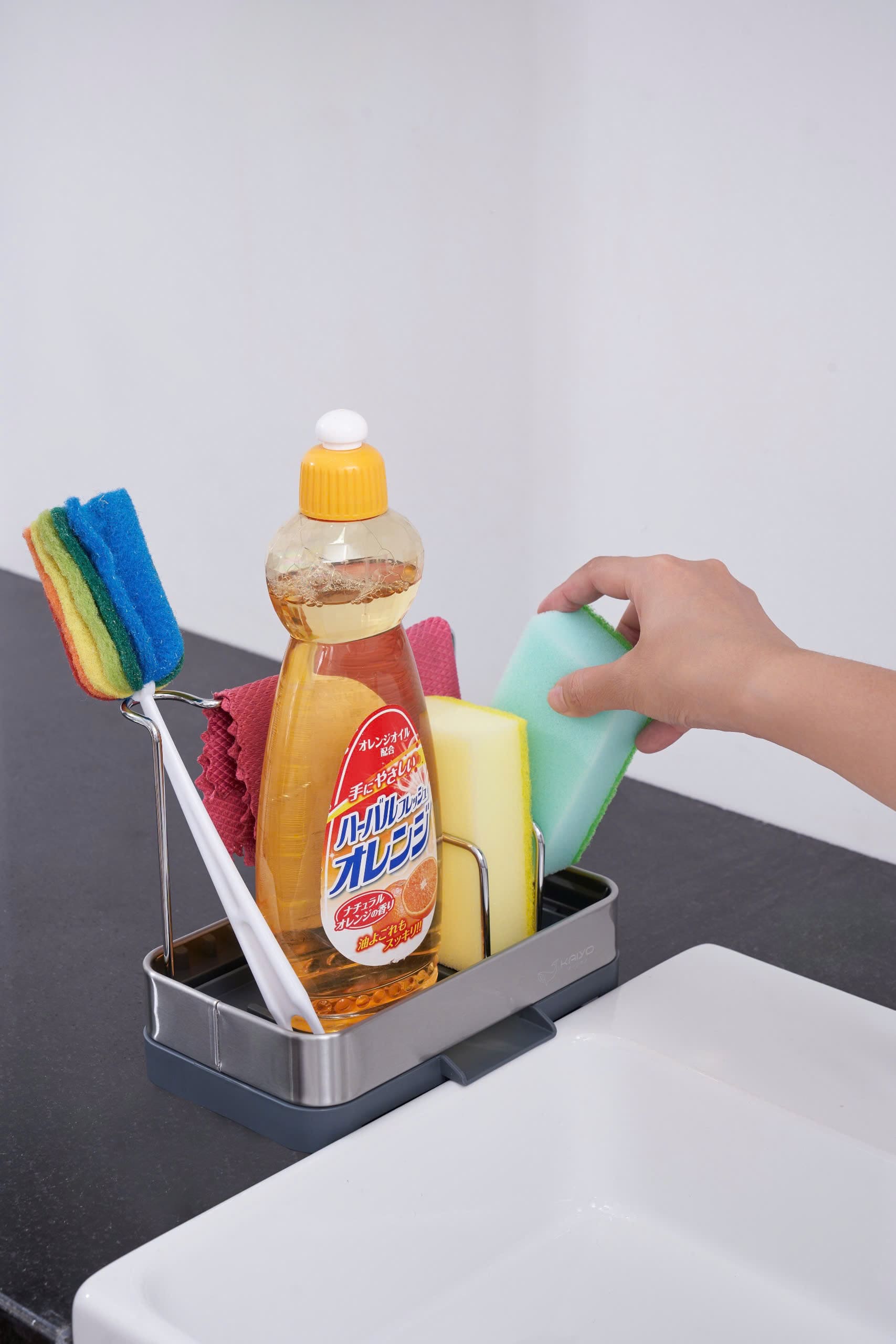 Giá đựng đồ rửa chén bằng inox có khay hứng, thoát nước Kaiyo