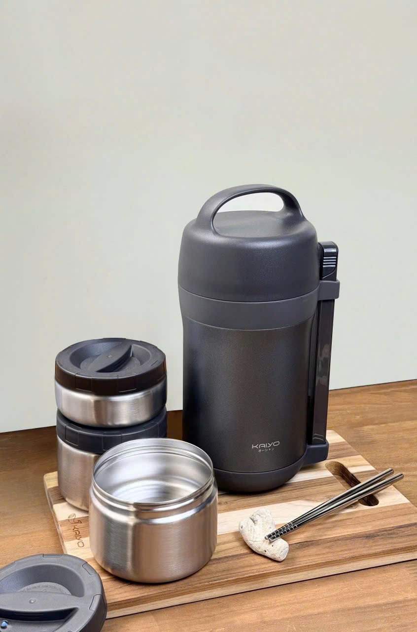 Hộp cơm giữ nhiệt Kaiyo 1600ml, màu ghi