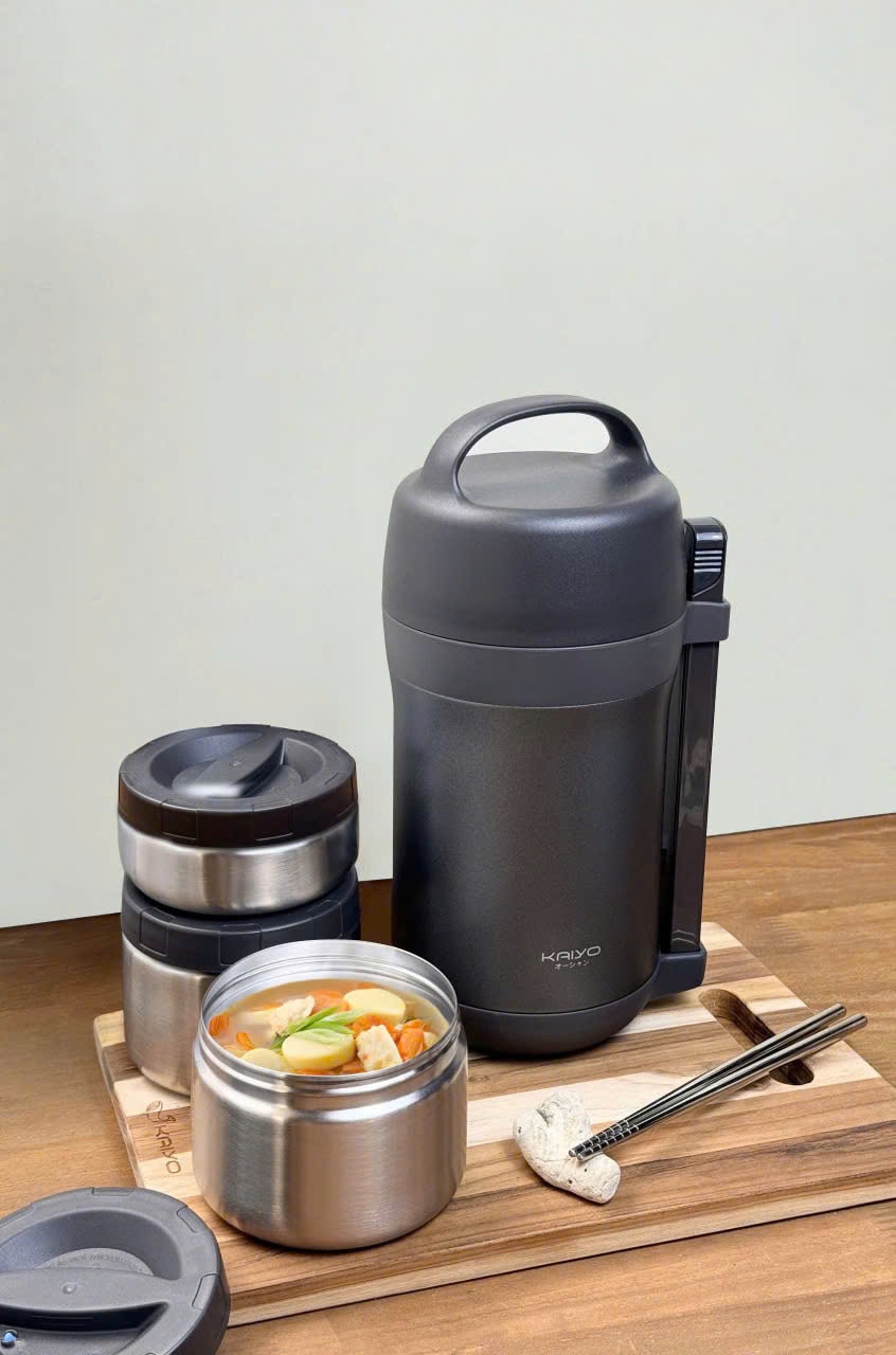 Hộp cơm giữ nhiệt Kaiyo 1600ml, màu ghi