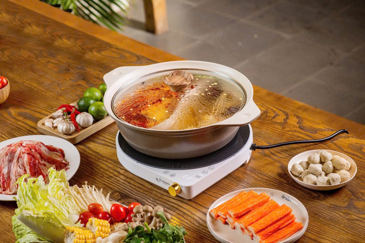 Nồi lẩu nhôm đúc nguyên khối 2 ngăn Kaiyo 26cm